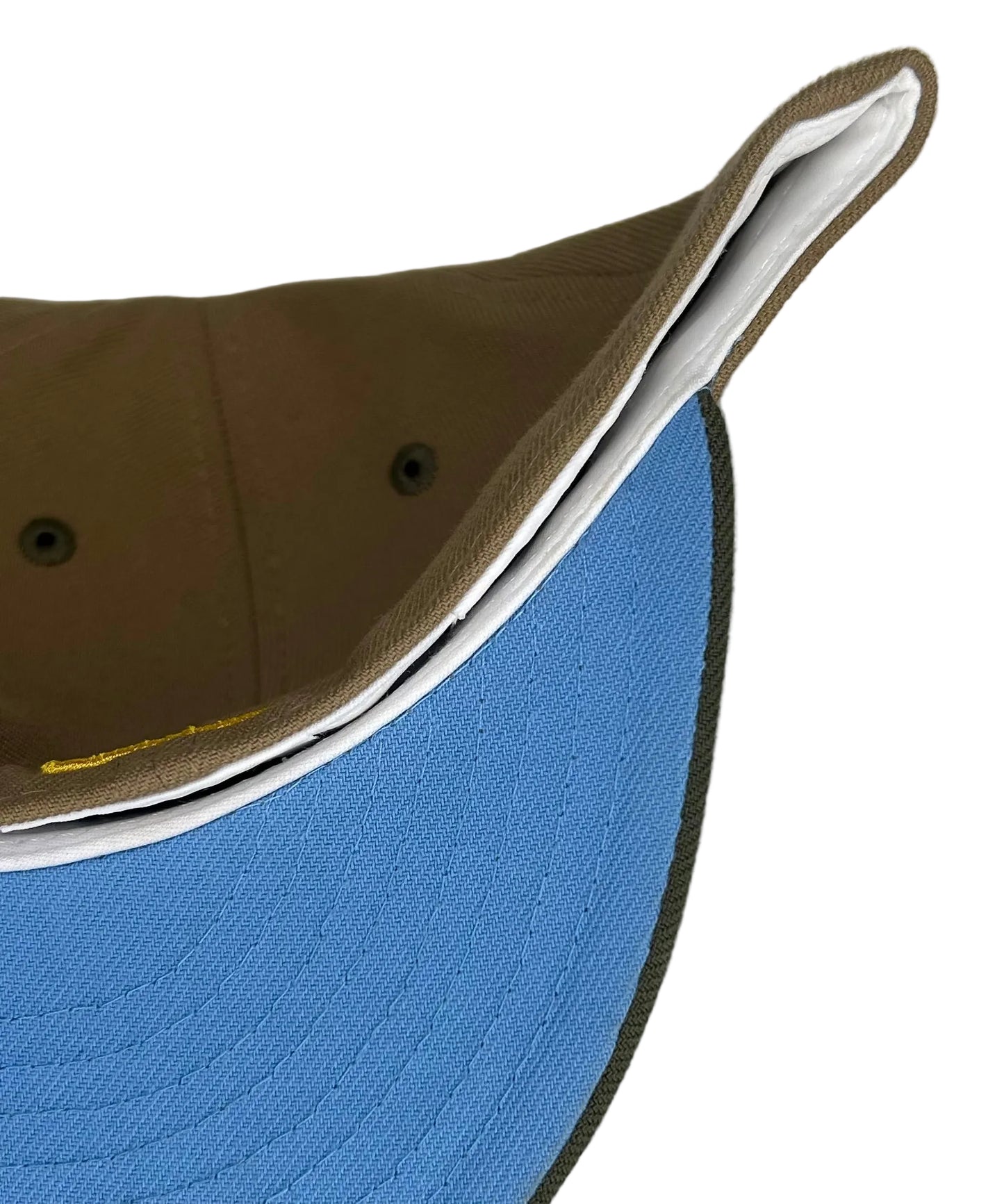 New Era Buffalo Bisons Lamar Valley collection fitted hat features a khaki crown and an olive green visor.