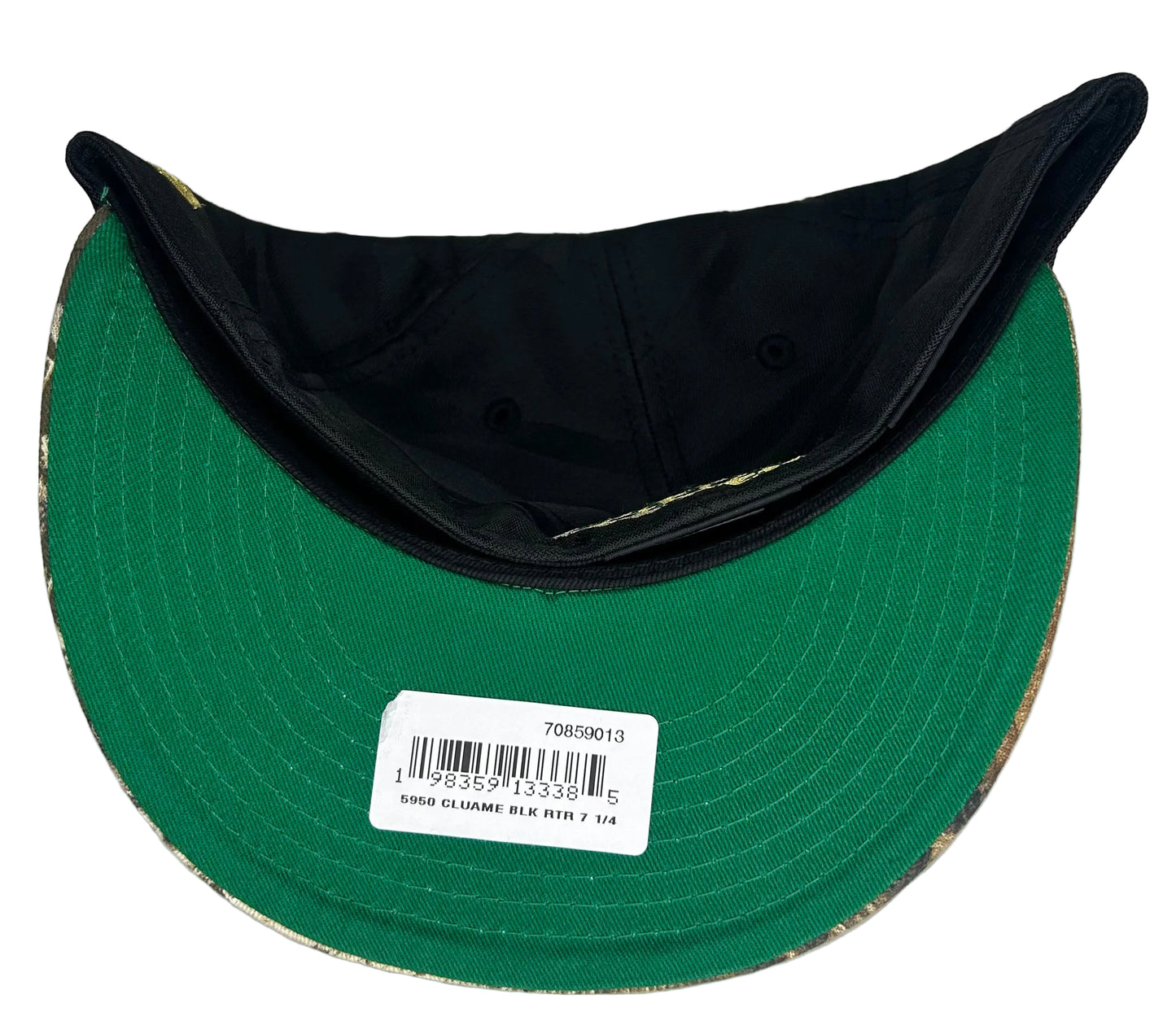 New Era 59Fifty Club America fitted hat features a black crown, Realtree camo brim, and a Mexico flag patch on the side.