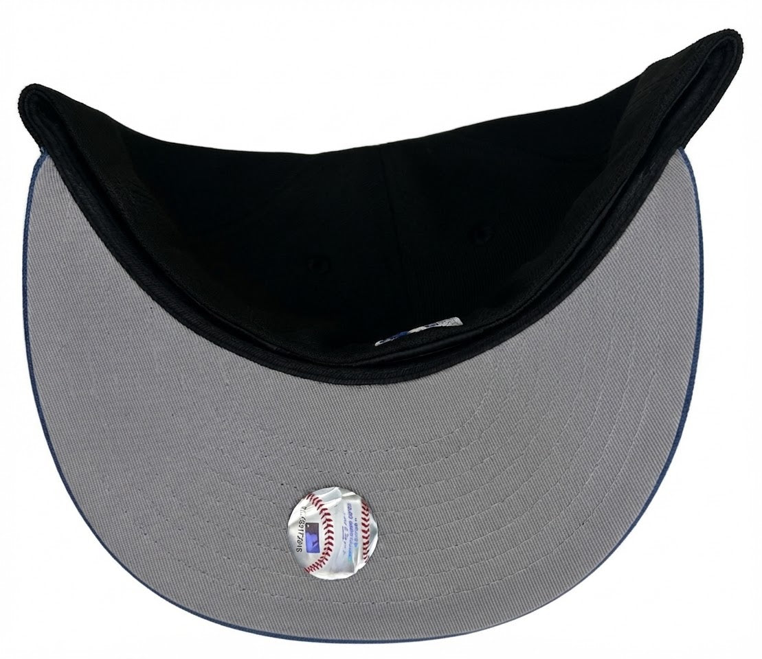 Los Angeles Dodgers Shohei Ohtani anime-themed 59FIFTY fitted hat with a black crown and blue visor.