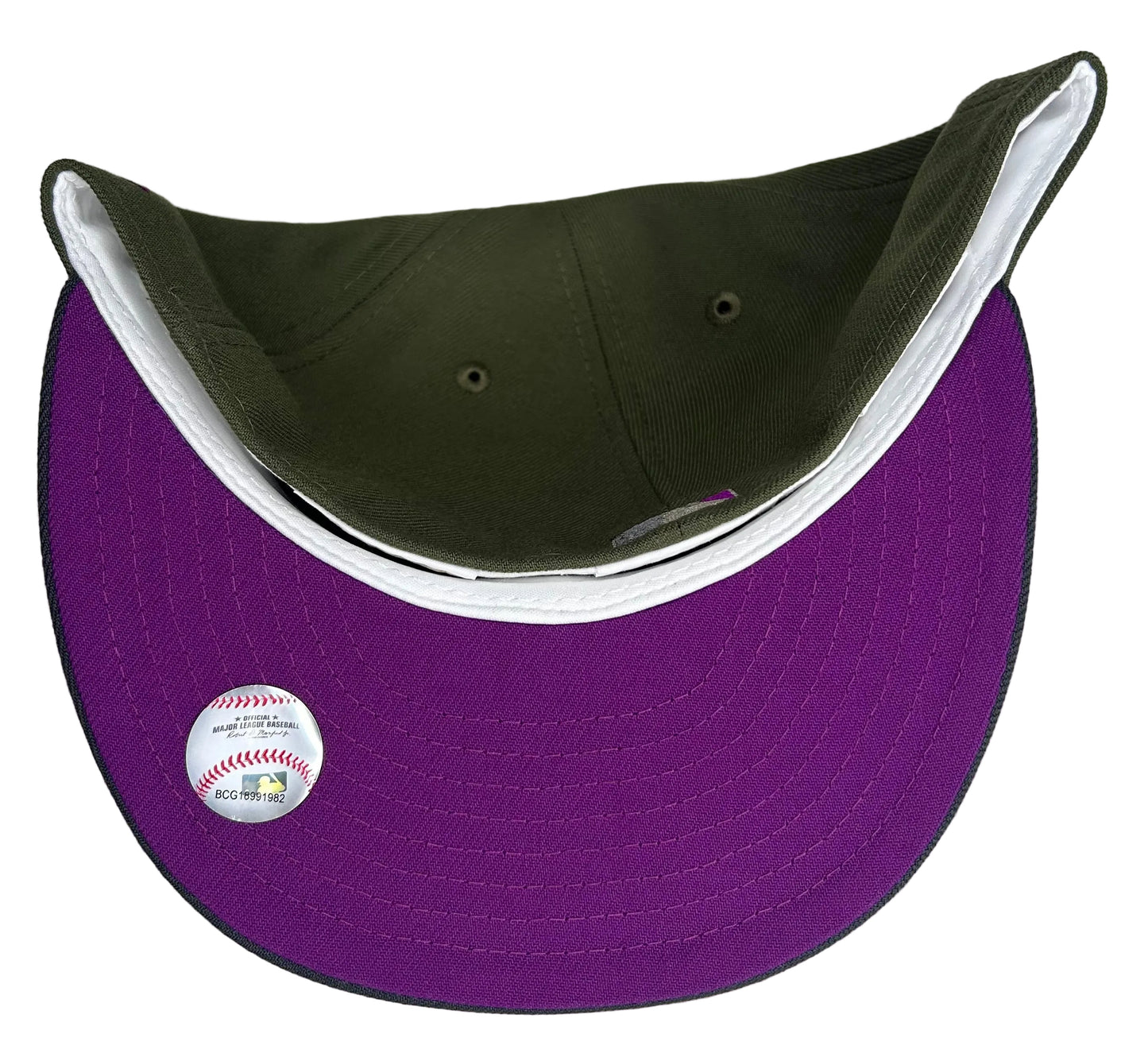 New Era San Francisco Giants fitted hat features a 1961 All-Star Game patch on the side and a vibrant purple undervisor.