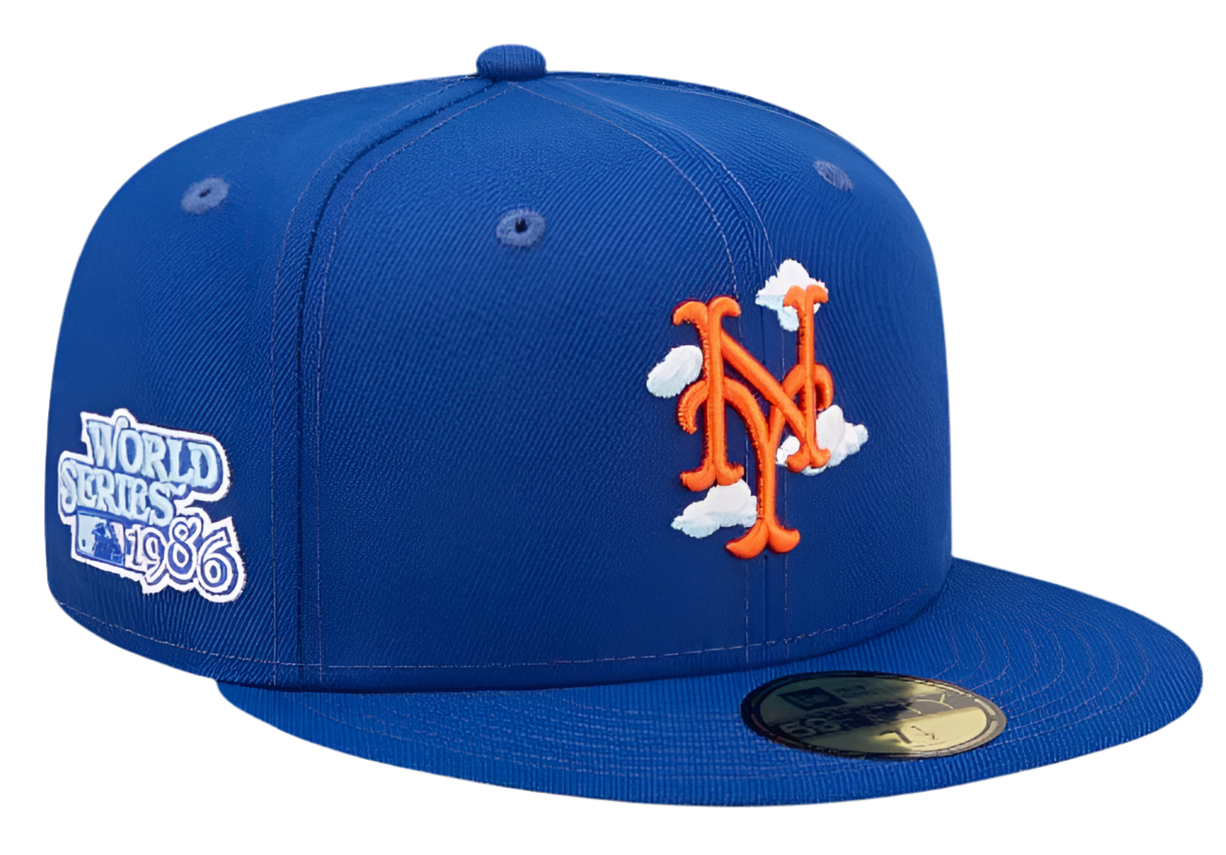 Royal Blue New York Mets Icy Blue Bottom 1986 World Series Side Patch New Era Comic Cloud 59Fifty Fitted