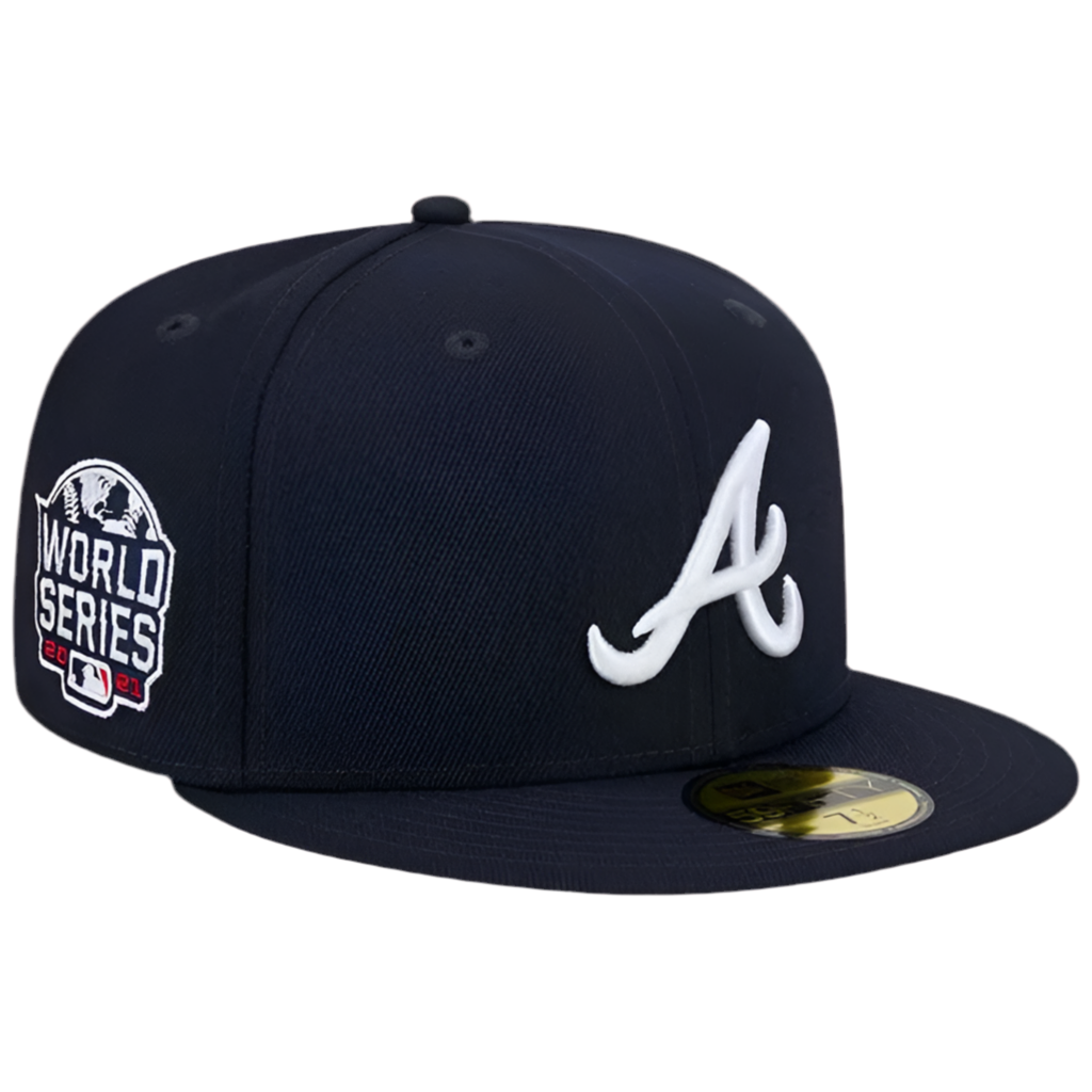Atlanta Braves Navy 2021 World Series Patch Gray UV New Era 59FIFTY Fitted Hat