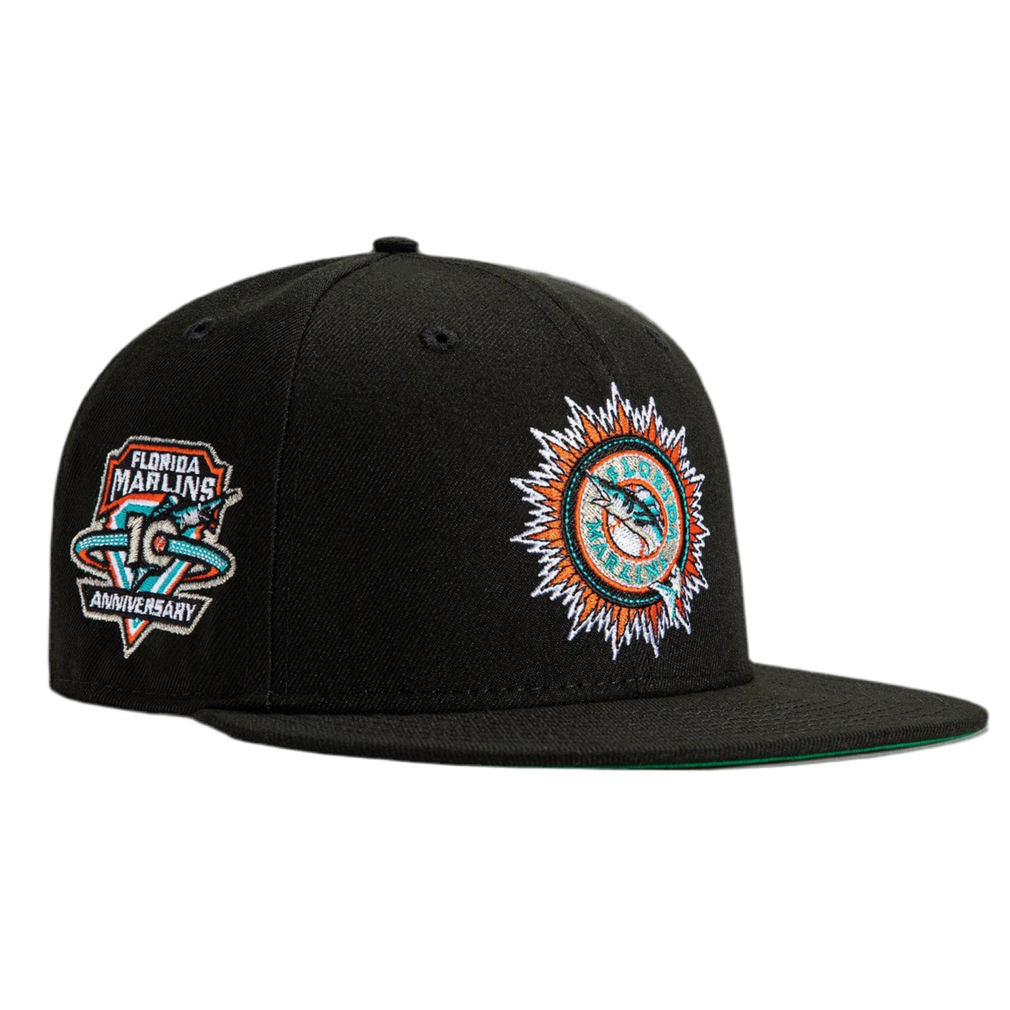 New Era 59Fifty Black Dome Miami Marlins 10th Anniversary patch alternate Hat- Black