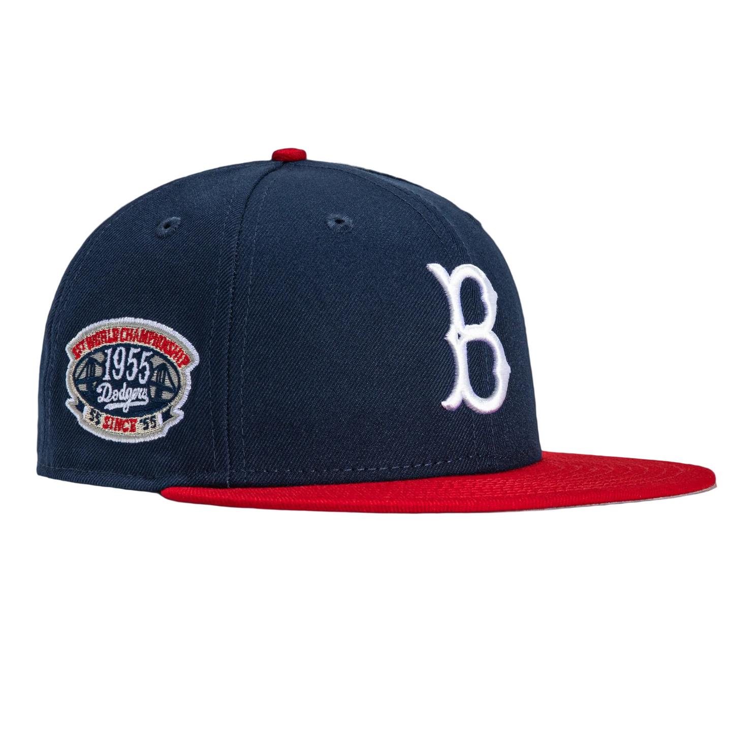 59Fifty Brooklyn Dodgers 1955 World Series Champions Patch Hat- Navy, Red