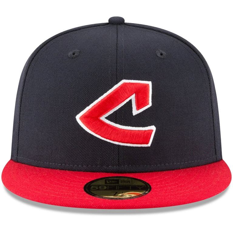 Men's New Era Navy Cleveland Indians Cooperstown Collection Wool 59FIFTY Fitted Hat.