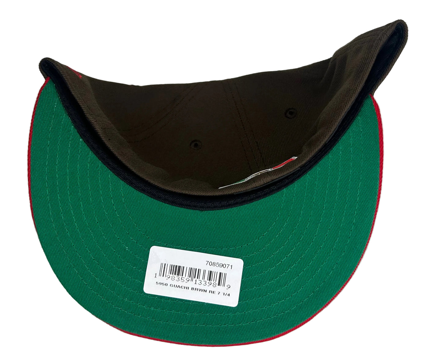 New Era 59FIFTY Chivas de Guadalajara mocha and red fitted cap featuring a Liga Mexico 115th-anniversary patch.