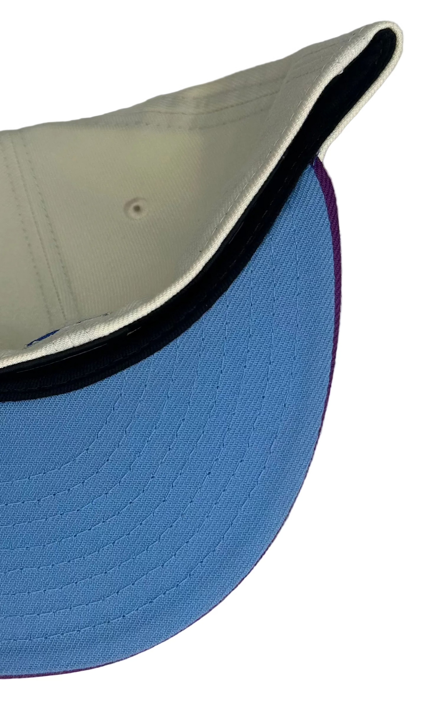 New Era Arizona Diamondbacks 59FIFTY fitted hat featuring a distinct off-white crown and purple visor.