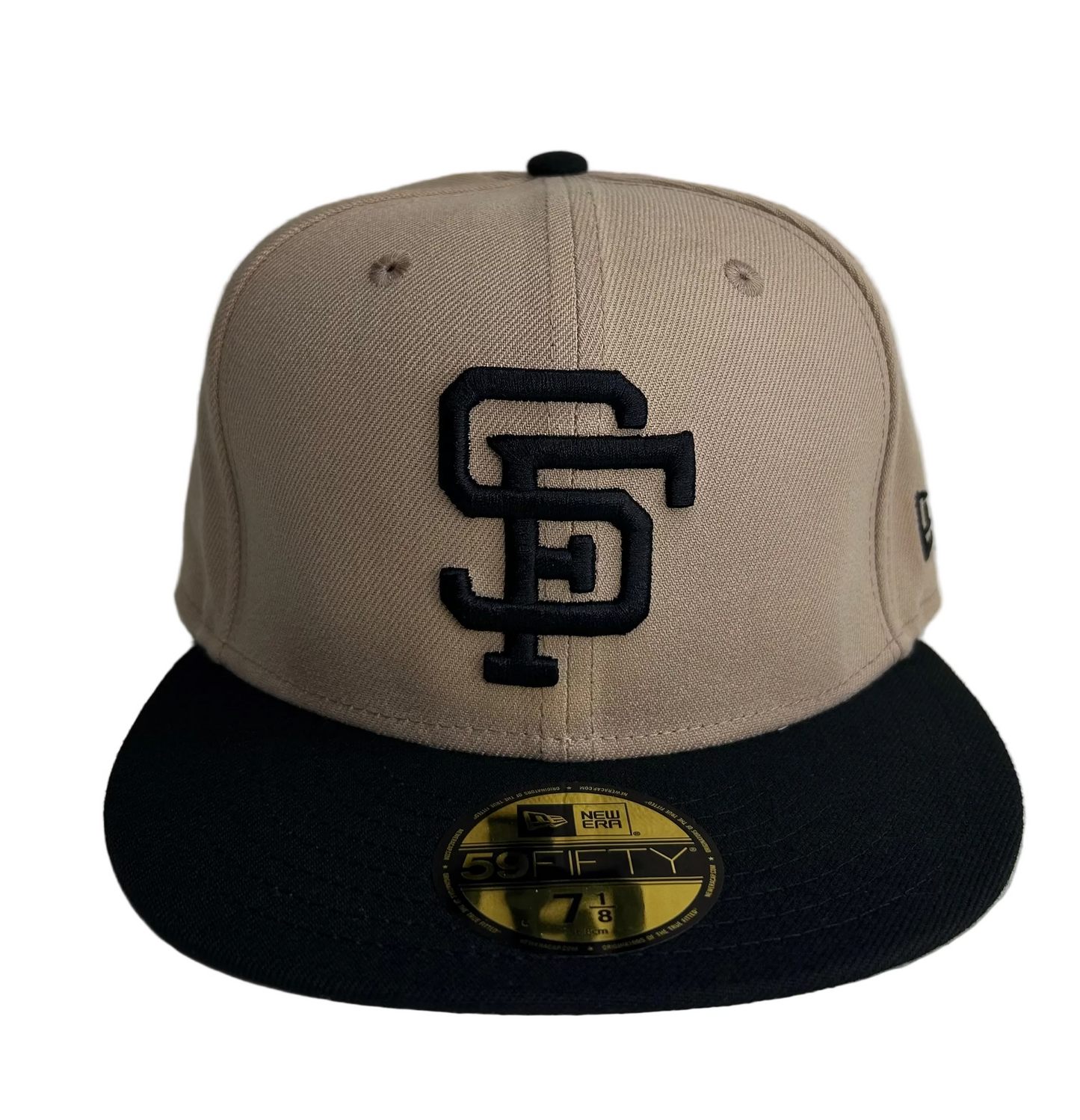 SAN FRANCISCO GIANTS FITTED NEW ERA 59FIFTY 2 TONE KHAKI/ BLACK HAT W/ GREY UV