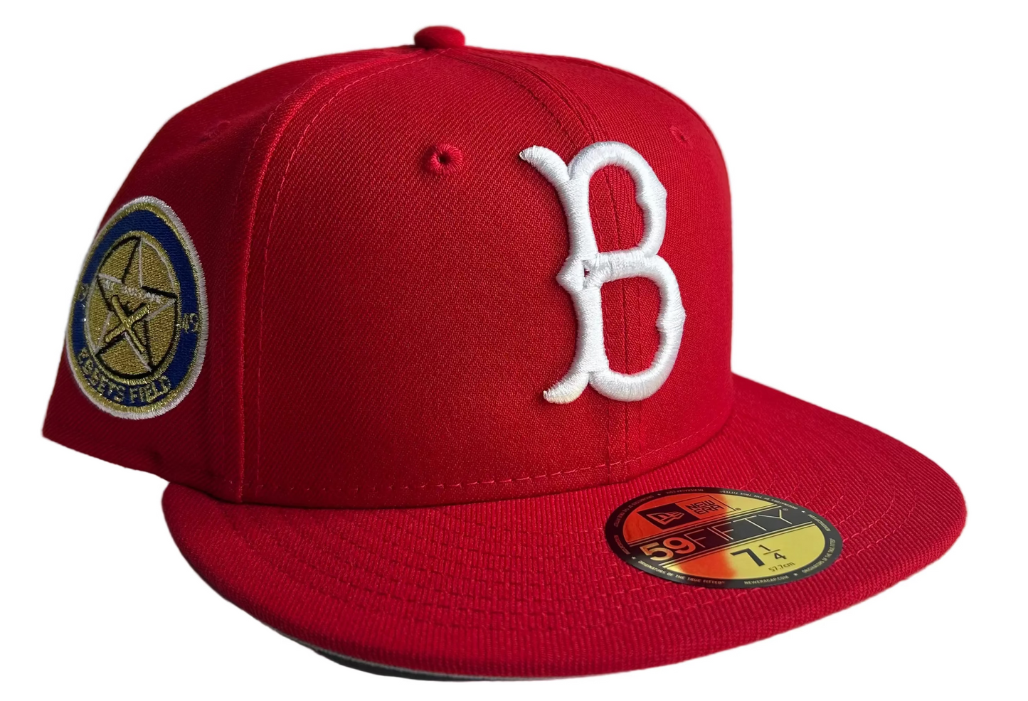 BROOKLYN DODGERS New Era 59Fifty ALL RED W/1949 EBBETS FIELD side patch.