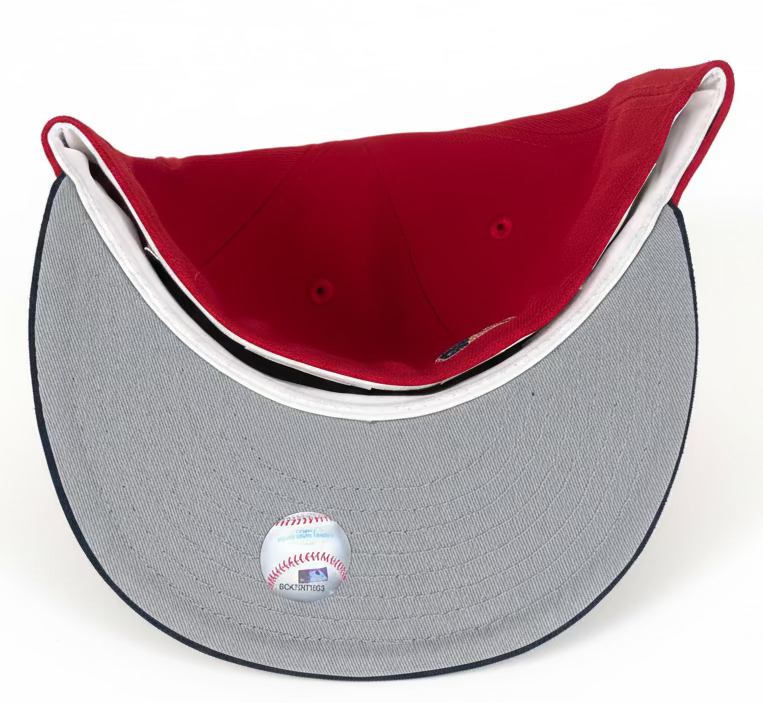 Philadelphia Phillies 59FIFTY New Era Red & Satin Black Hat featuring a 1996 All-Star Game commemorative side patch.
