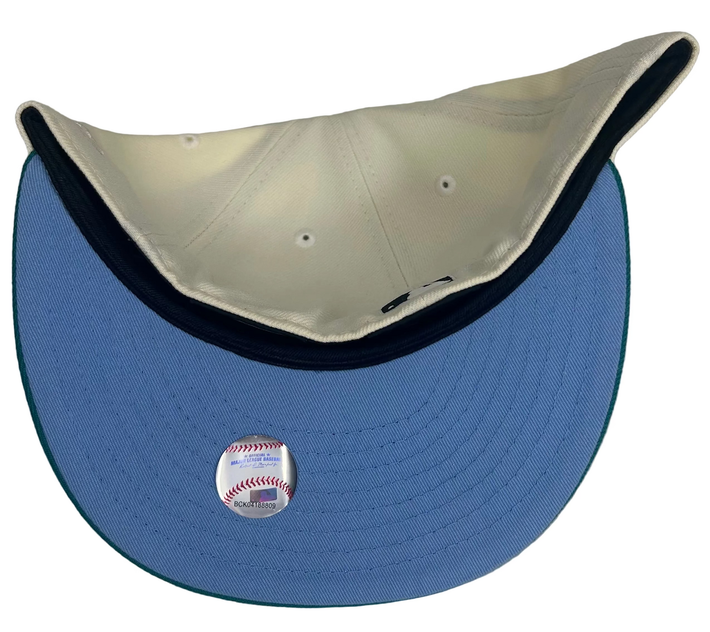Washington Nationals New Era 59FIFTY fitted hat featuring a white crown, a teal brim, and a "2005 Inaugural Season" side patch.