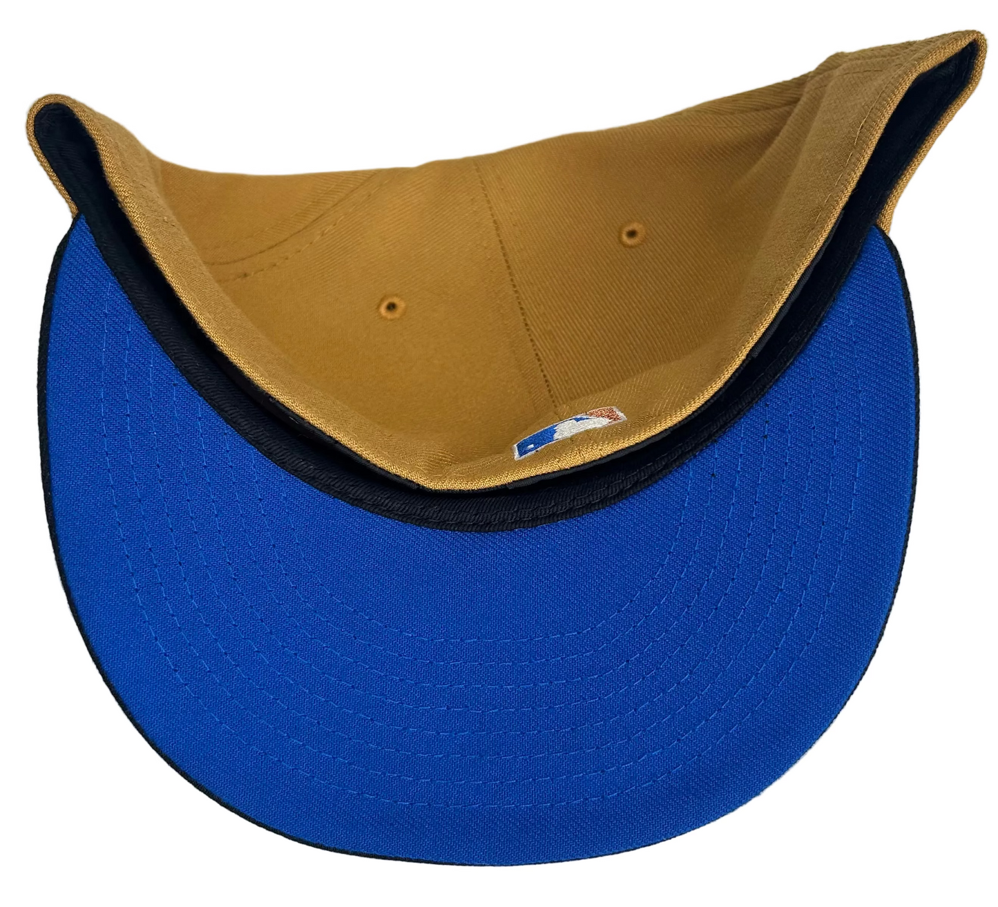 New Era Toronto Blue Jays "Ancient Egypt" 59FIFTY fitted hat with a tan crown, black visor, and a 25th anniversary side patch.