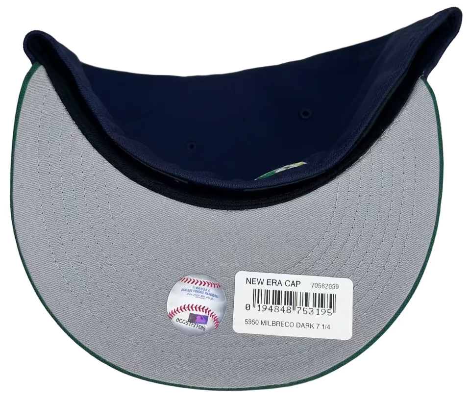 New Era Milwaukee Brewers 50th Anniversary Two Tone Edition 59Fifty Fitted Hats.