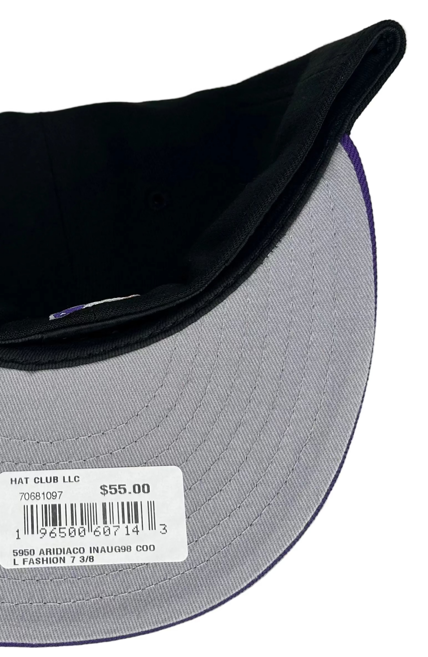 New Era 59FIFTY Arizona Diamondbacks fitted hat in black and purple featuring a 1998 inaugural season side patch.
