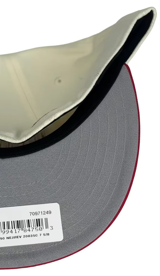 New Era New Jersey Devils 25th Anniversary 59FIFTY fitted cap in a white and red colorway.