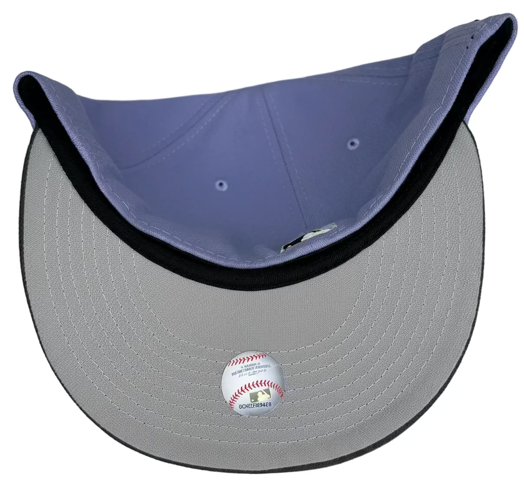 New Era 59Fifty Tampa Bay Devil Rays fitted hat, featuring a purple crown and dark visor, identified from the Purple Storm Pack.