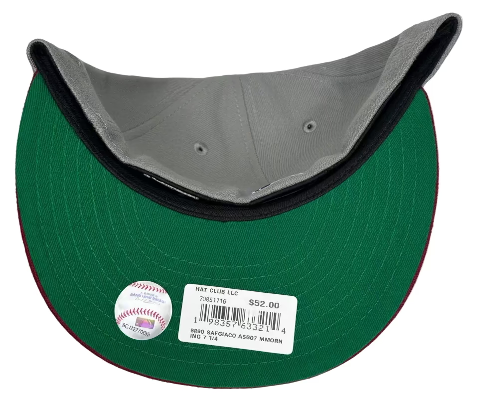 New Era San Francisco Giants 59FIFTY fitted hat featuring a gray crown, red brim, and a 2007 All-Star Game patch.