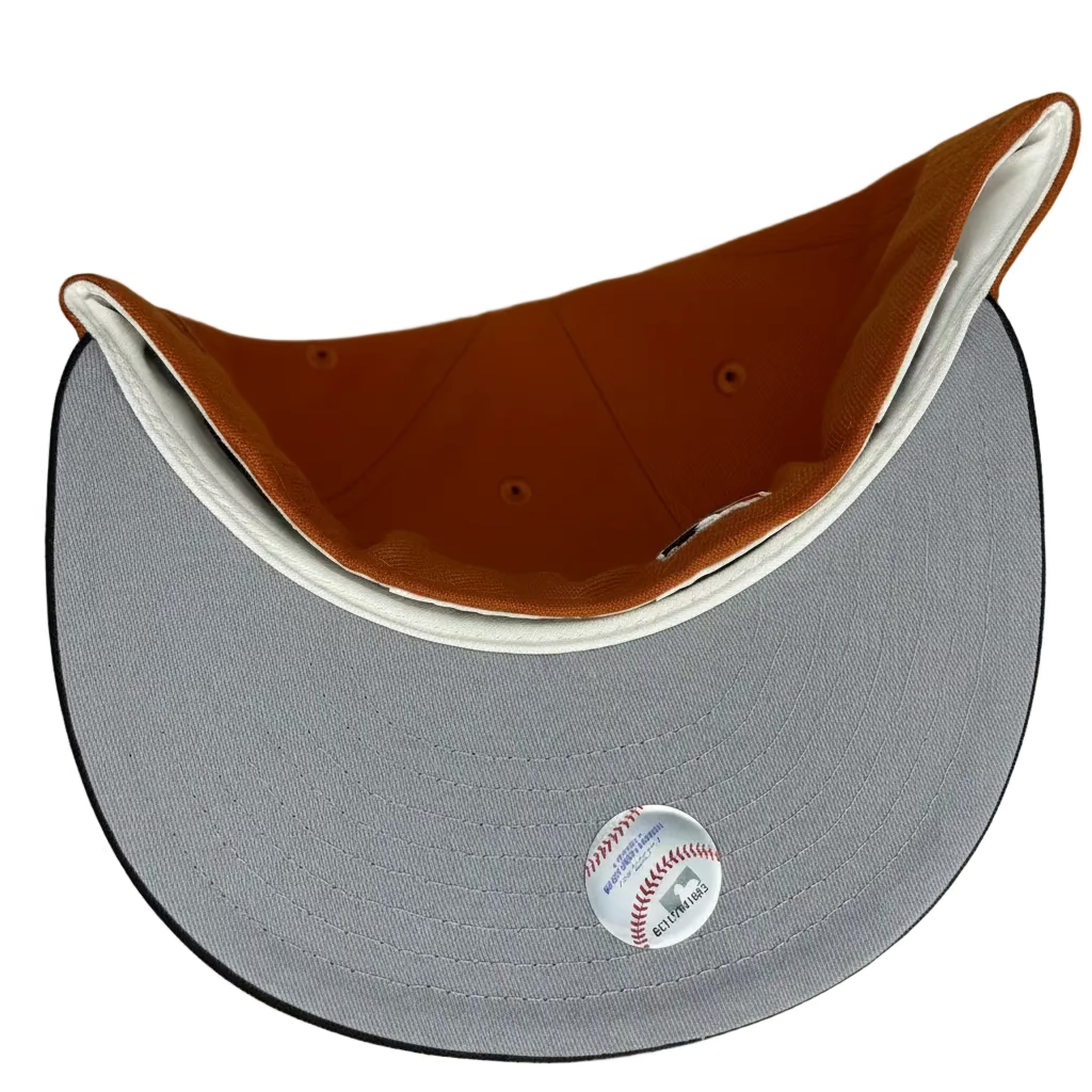 New Era Seattle Mariners 59FIFTY fitted hat with a burnt orange crown and a brown visor, commemorating the 2023 All-Star Game.