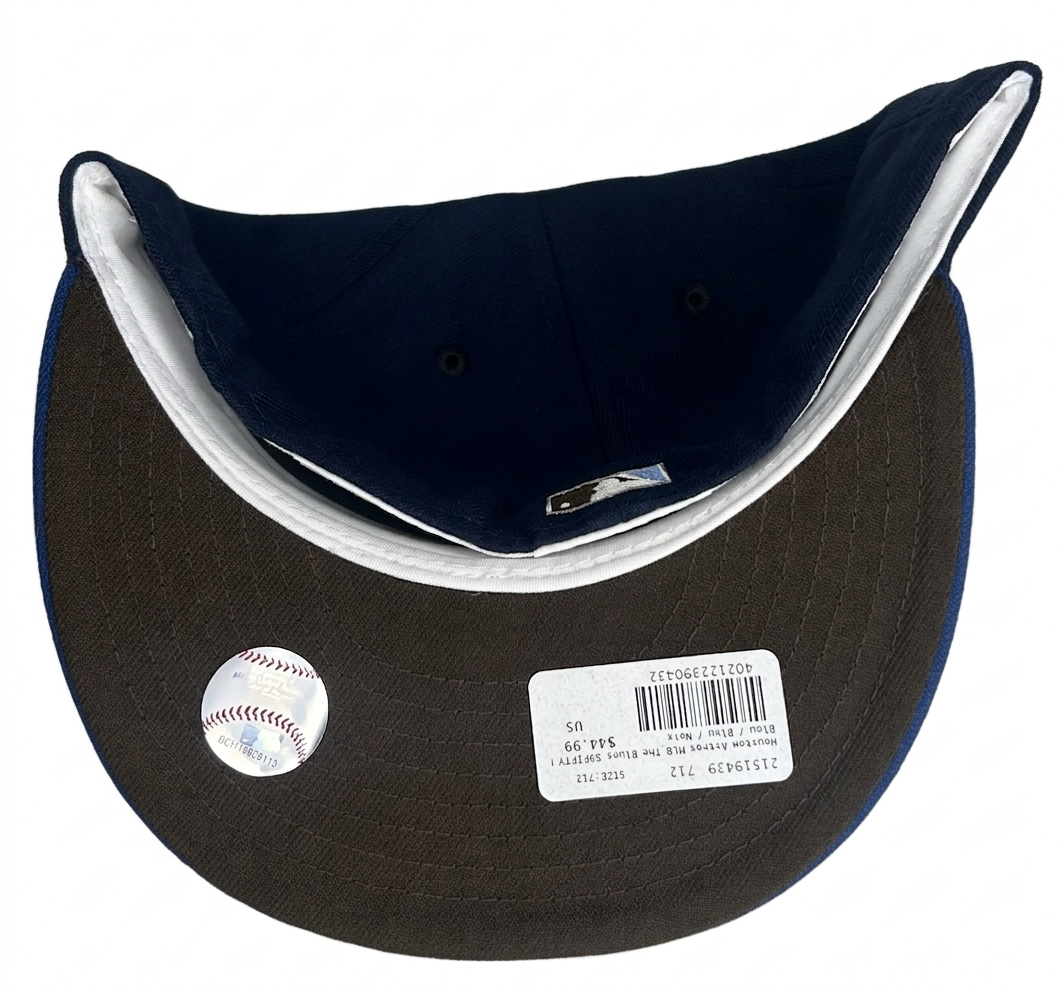 New Era Houston Astros "The Blues" 59FIFTY fitted cap features a dark blue crown, a royal blue brim, and a special 35th Anniversary patch on the side.