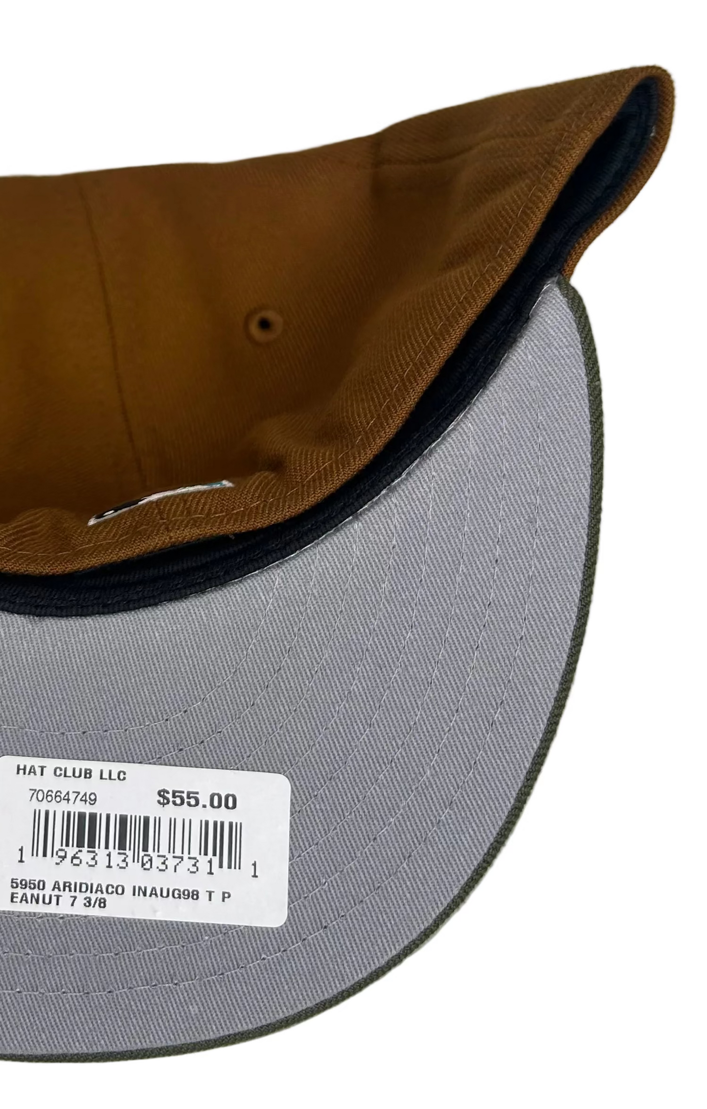 New Era 59FIFTY fitted hat features a brown crown and green brim with a teal Arizona Diamondbacks "Scooby-Doo.”