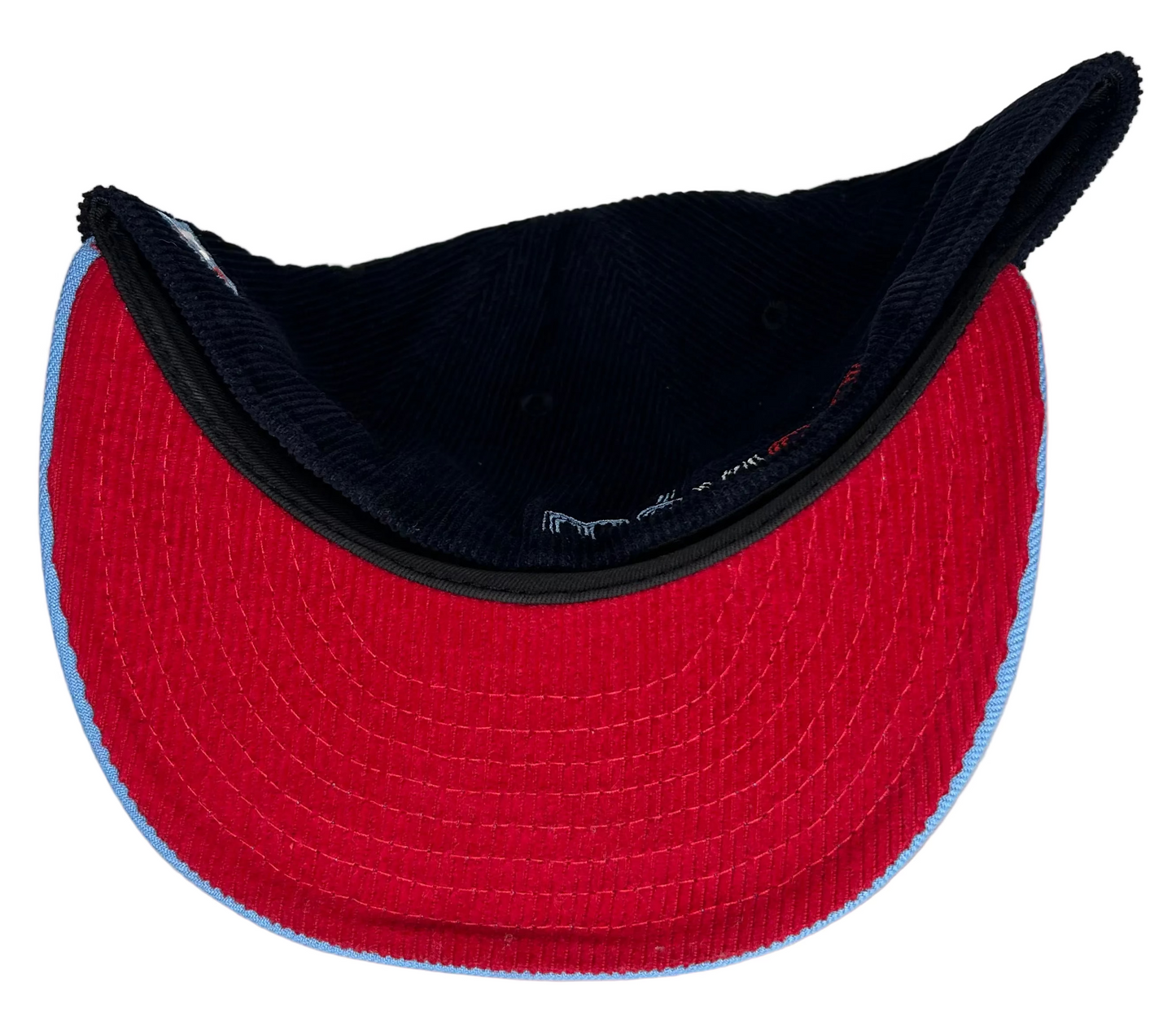 New Era 59FIFTY Mexico National Baseball Team fitted hat featuring a black corduroy crown and a light blue visor.