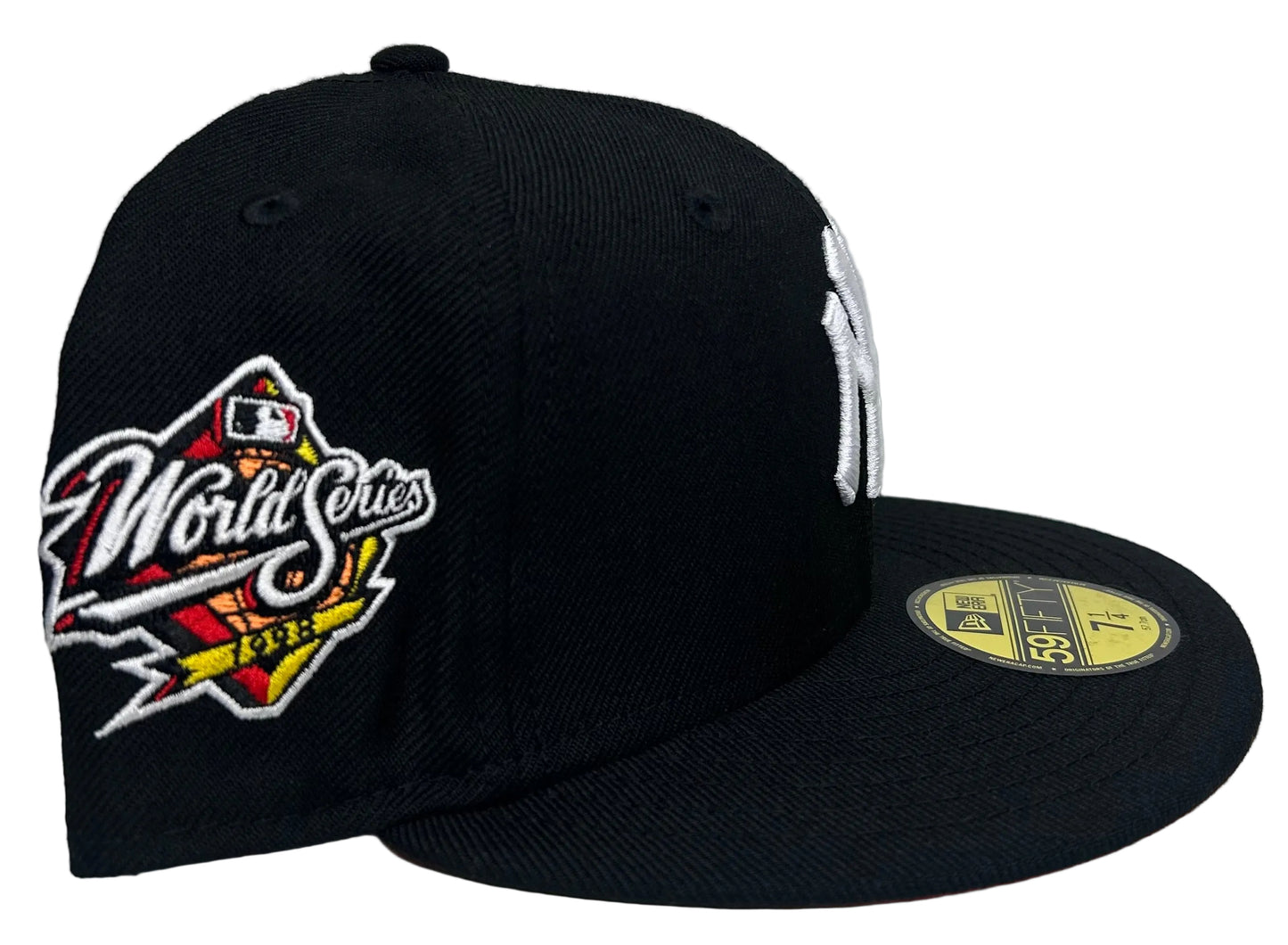 New Era New York Yankees 59FIFTY fitted cap in black with a 1998 World Series side patch an Orange UV.