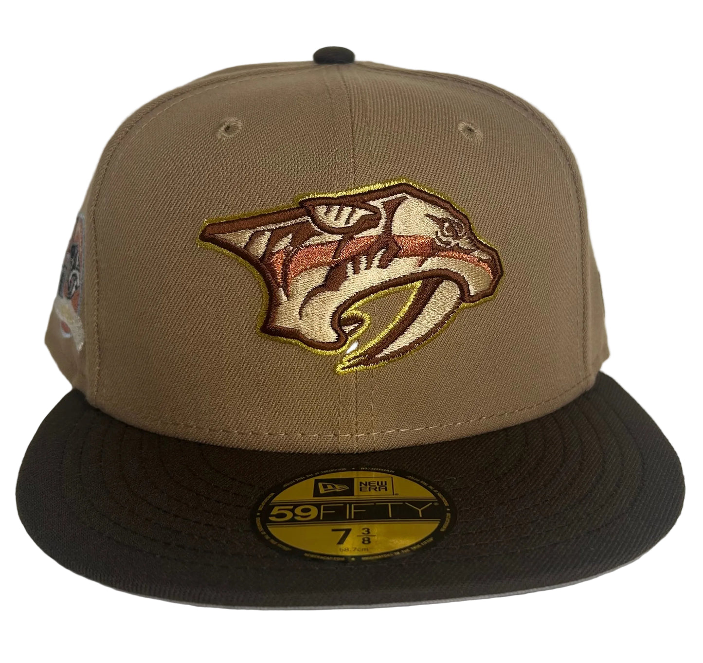 Nashville Predators “SABRETOOTH PREDATOR” New Era 59Fifty Fitted Hat - Khaki / Walnut.