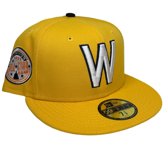 New Era 59FIFTY fitted hat featuring the classic Washington Senators or “Nationals” "W" block logo on the front and a 1937 All-Star Game side patch.