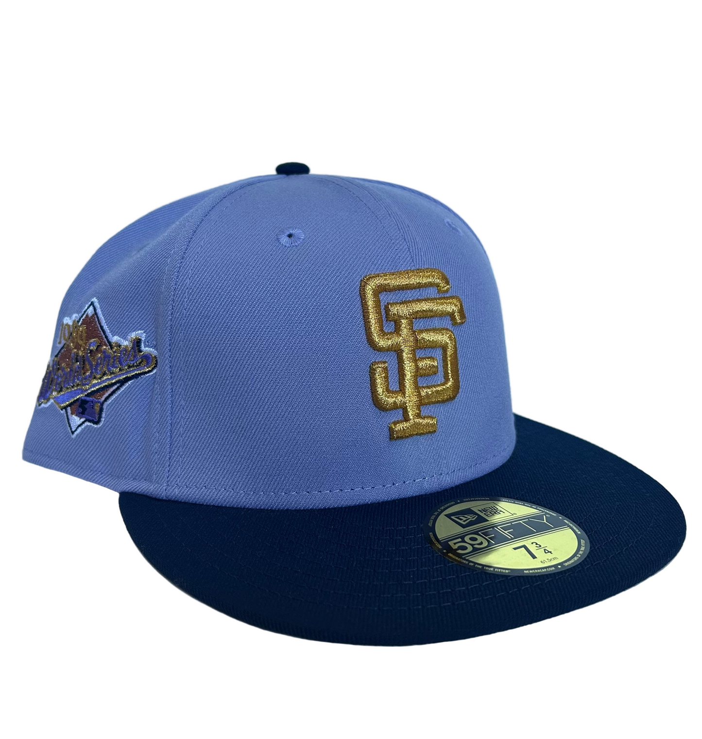 San Francisco Giants 2 tone Lavender / Navy and Gold Metallic threading W/ 1989 World Series side patch.