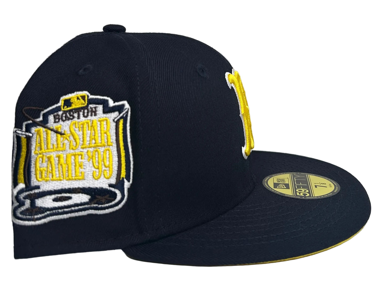 New Era Boston Red Sox Navy/ Yellow 59FIFTY fitted hat featuring a 1999 All-Star Game side patch.
