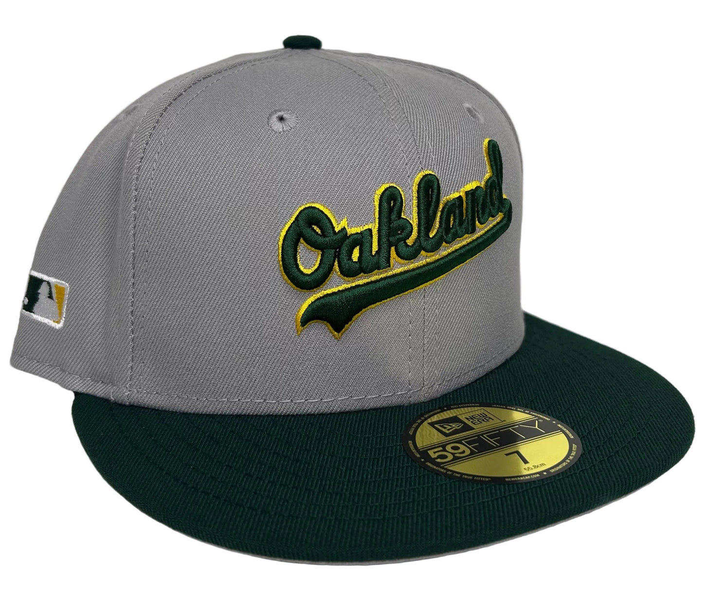 Oakland Athletics Gray / Green 2 Tone W/ Batterman Side patch New Era 59Fifty Fitted.