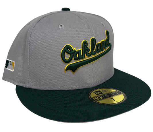 Oakland Athletics Gray / Green 2 Tone W/ Batterman Side patch New Era 59Fifty Fitted.