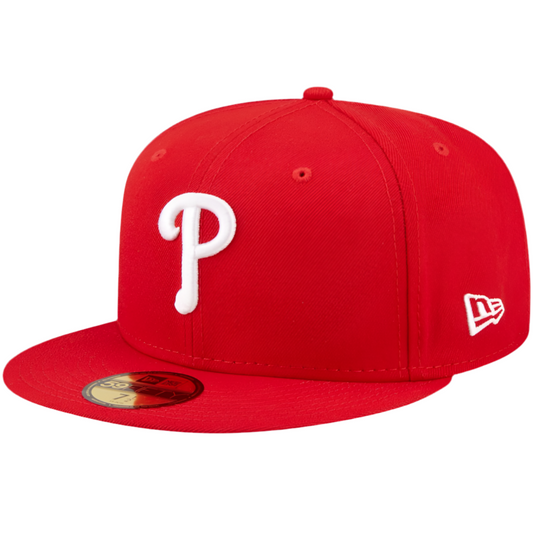 Men's Philadelphia Phillies New Era Red White Logo 59FIFTY Fitted Hat