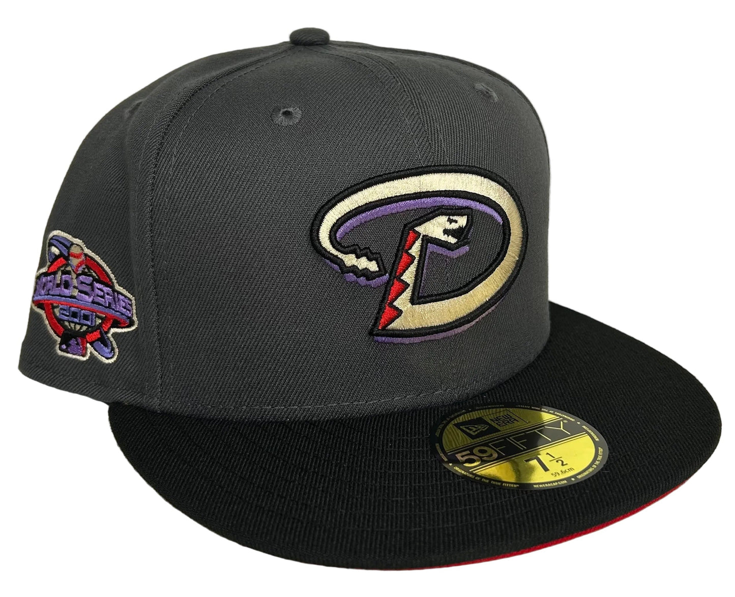 New Era Arizona Diamondbacks “Burning Rubber” 2001 World Series Fitted Hat 59Fifty Fitted Hat.