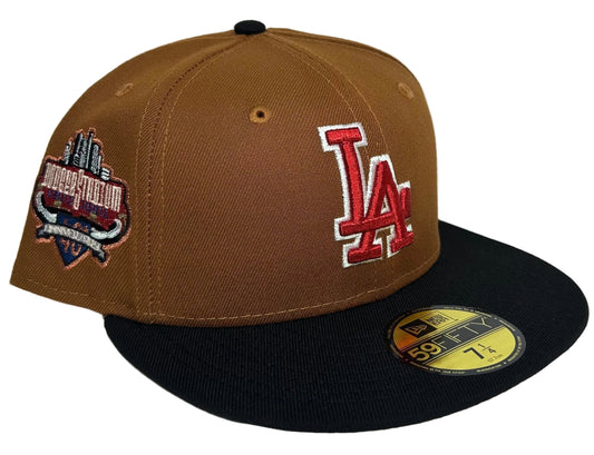 Los Angeles Dodgers "LA Knight" Toasted Peanut and Black New Era 59FIFTY fitted hat featuring a special Dodger Stadium side patch.