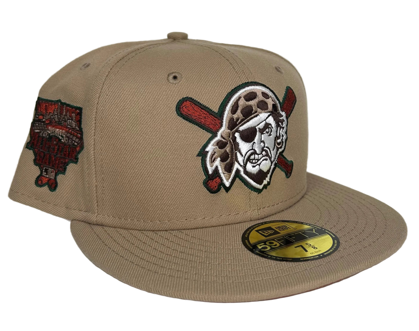 New Era 59FIFTY Pittsburgh Pirates fitted hat features a khaki crown and a 2006 All-Star Game side patch.