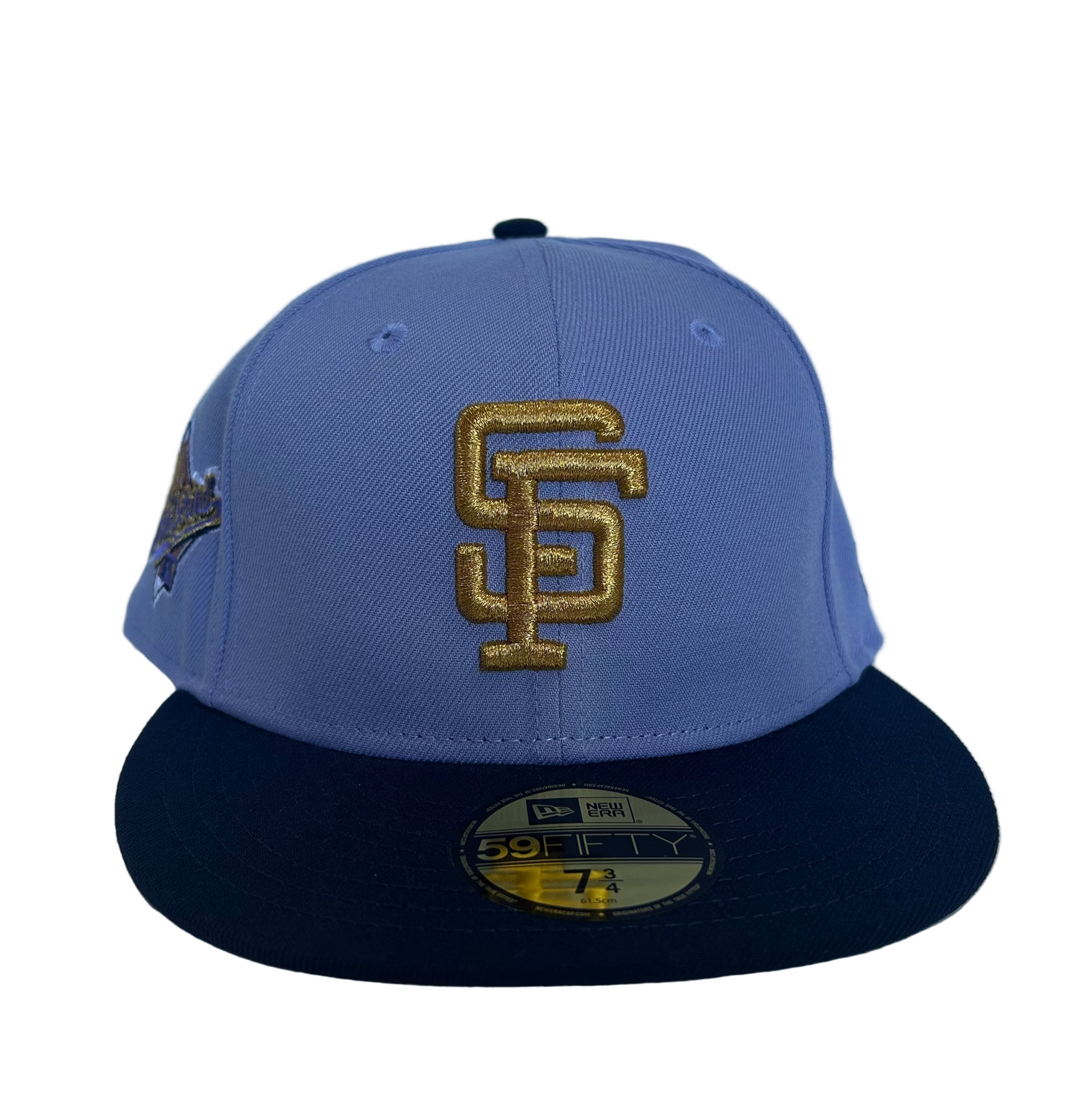 San Francisco Giants 2 tone Lavender / Navy and Gold Metallic threading W/ 1989 World Series side patch.