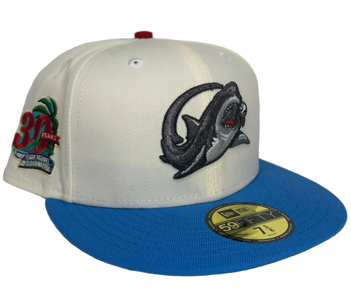 New Era Clearwater Threshers "Jaws 2.0" 59Fifty fitted hat featuring a distinct shark embroidered on the front.