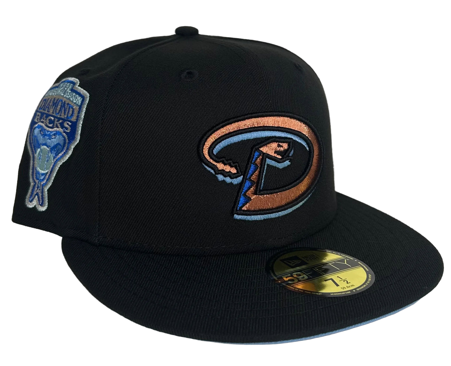 New Era Arizona Diamondbacks "Icy" fitted cap featuring a copper and blue logo and a 1998 inaugural season side patch.