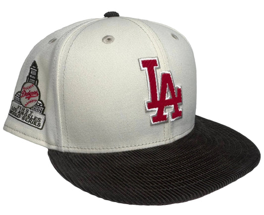 Los Angeles Dodgers Chrome Olive Corduroy 1st LA WS Patch Red Corduroy UV 59FIFTY Fitted Hat.