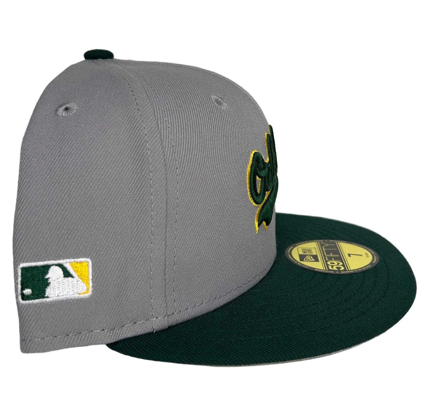 Oakland Athletics Gray / Green 2 Tone W/ Batterman Side patch New Era 59Fifty Fitted.