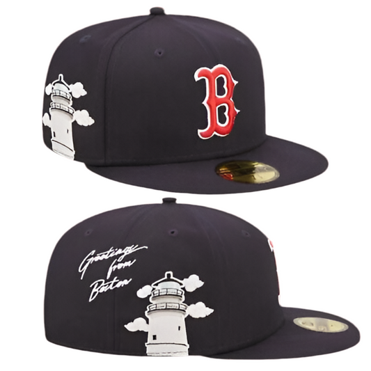 Navy Blue Boston Red Sox Cloud Icons New Era 59Fifty Fitted