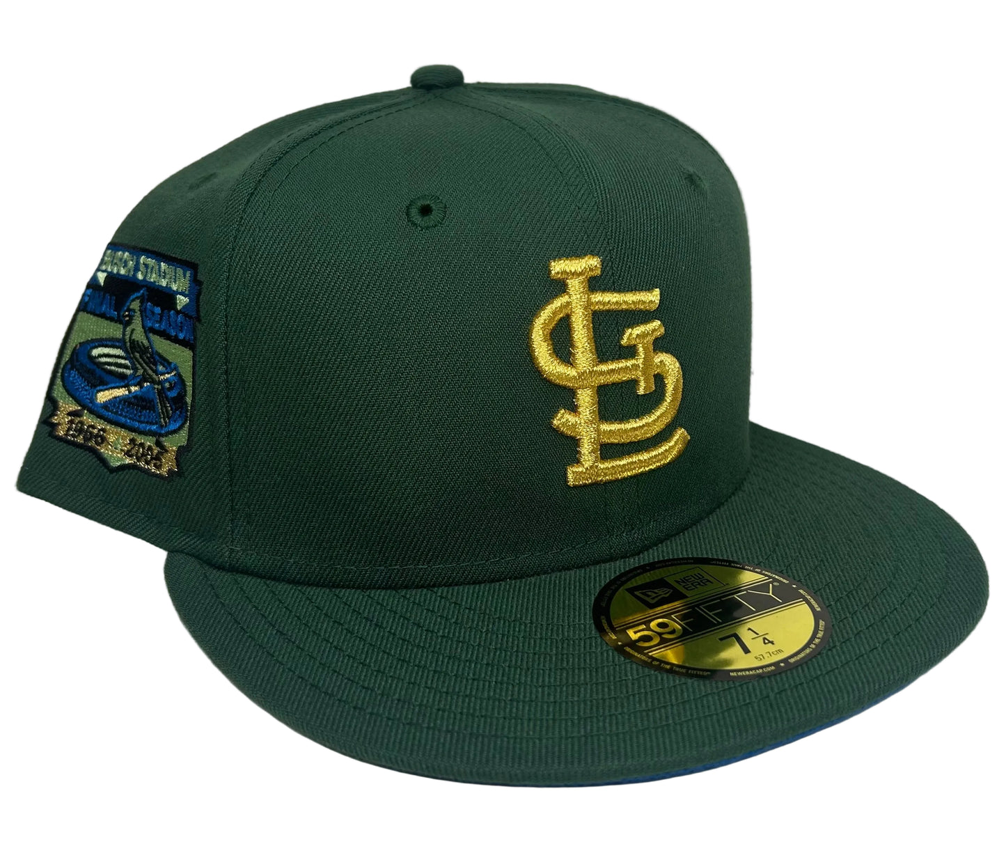 St. Louis Cardinals “Magic Tree House” Pine Green W/  Busch Stadium side Patch & Blue UV 59fifty New Era Fitted Hat.