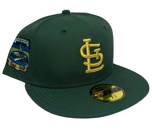 St. Louis Cardinals “Magic Tree House” Pine Green W/  Busch Stadium side Patch & Blue UV 59fifty New Era Fitted Hat.
