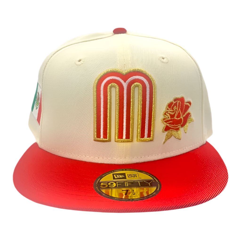 Mexico Chrome Two Tone with Rose Mexico Flag Patch Gray UV New Era 59FIFTY Fitted Hat