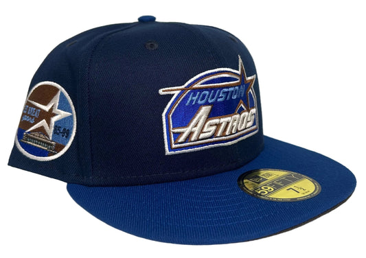 New Era Houston Astros "The Blues" 59FIFTY fitted cap features a dark blue crown, a royal blue brim, and a special 35th Anniversary patch on the side.