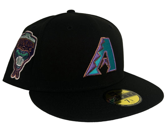 New Era 59FIFTY Arizona Diamondbacks fitted hat featuring a 1998 Inaugural Season side patch.