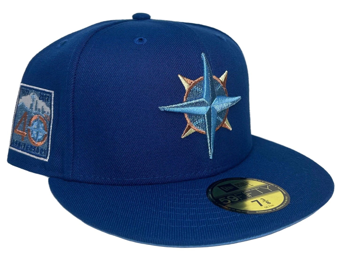 New Era 59Fifty Seattle Mariners cap features a 40th anniversary patch on the side.