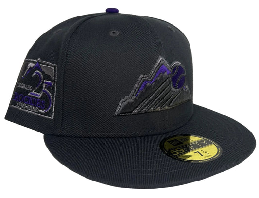 New Era 59FIFTY Colorado Rockies fitted hat, featuring a 25th-anniversary side patch