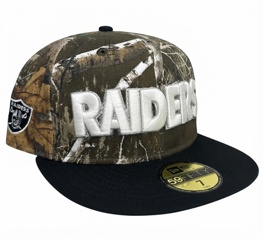 New Era Las Vegas Raiders Real Camo 59FIFTY Fitted Hat.